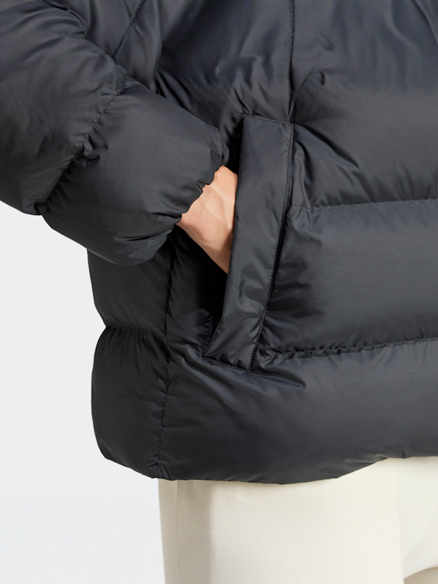 adidas Originals, Tonal Hooded Puffer Jacket, black, Image 4 of 5