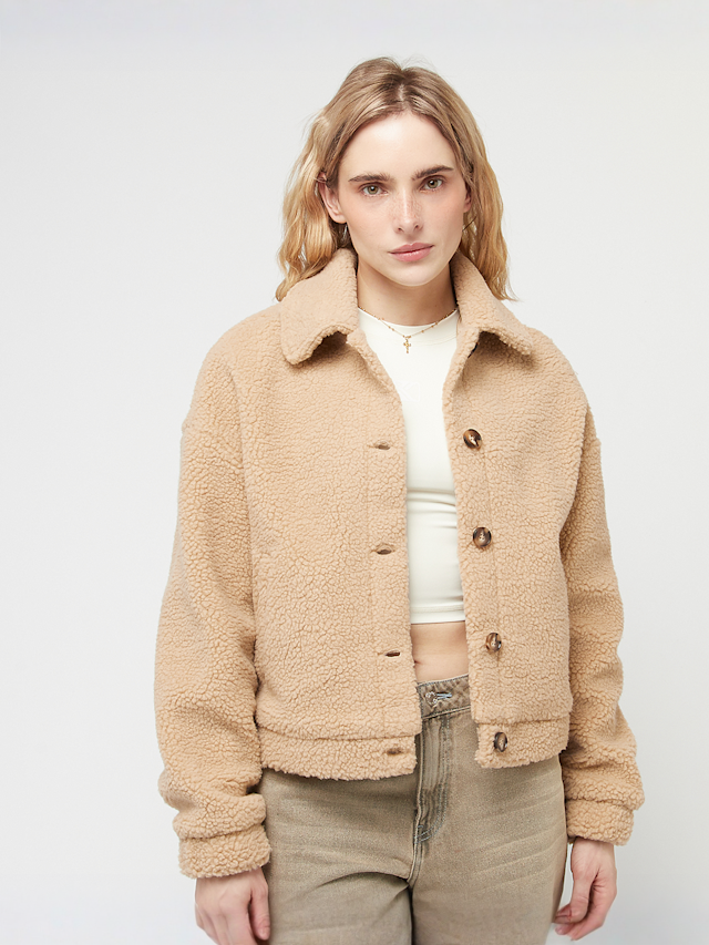 Urban Classics, Ladies Short Sherpa Button Jacket, beige, Image 1 of 4