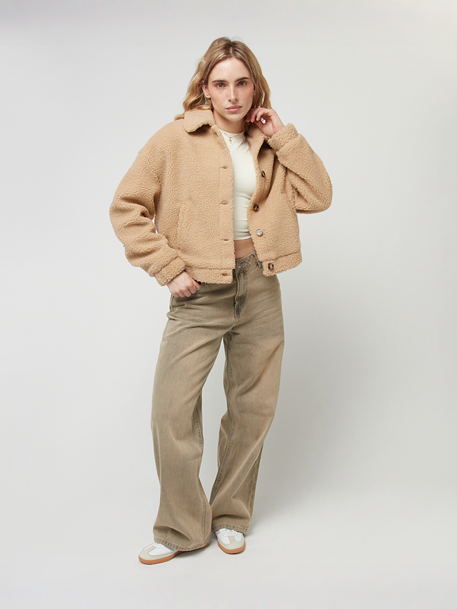 Urban Classics, Ladies Short Sherpa Button Jacket, beige, Image 4 of 4