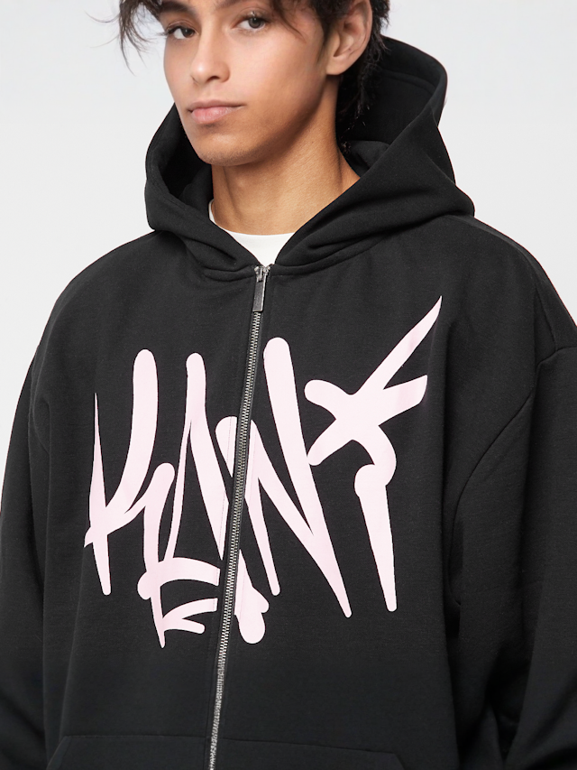 Karl Kani, Woven Signature Kani Oversized Zip Hoodie, black, Image 3 of 4