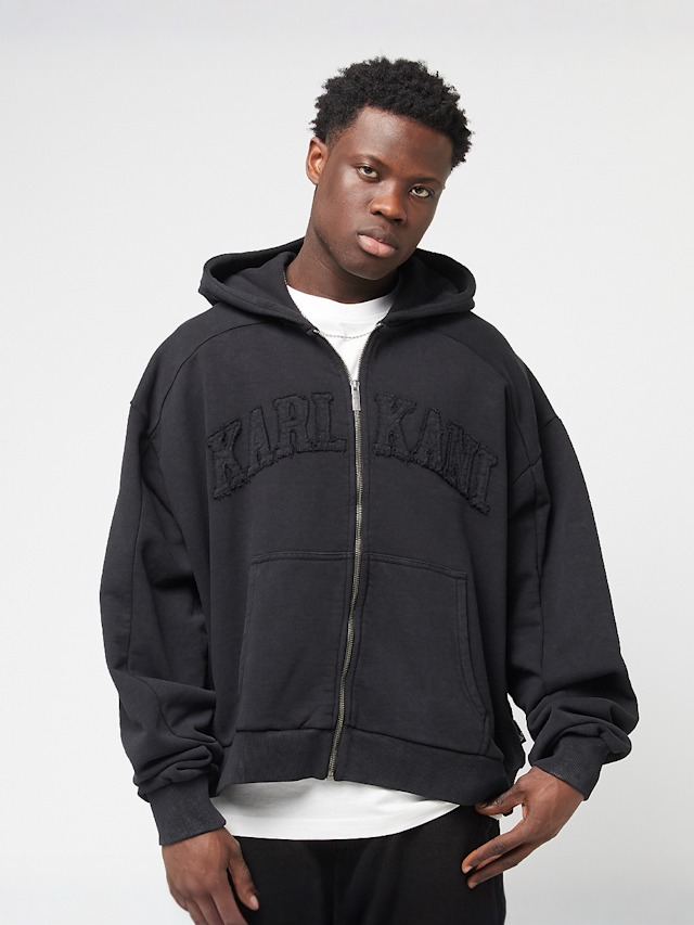 Karl Kani, College Heavy Crop Zip Hoodie, black, Image 1 of 4