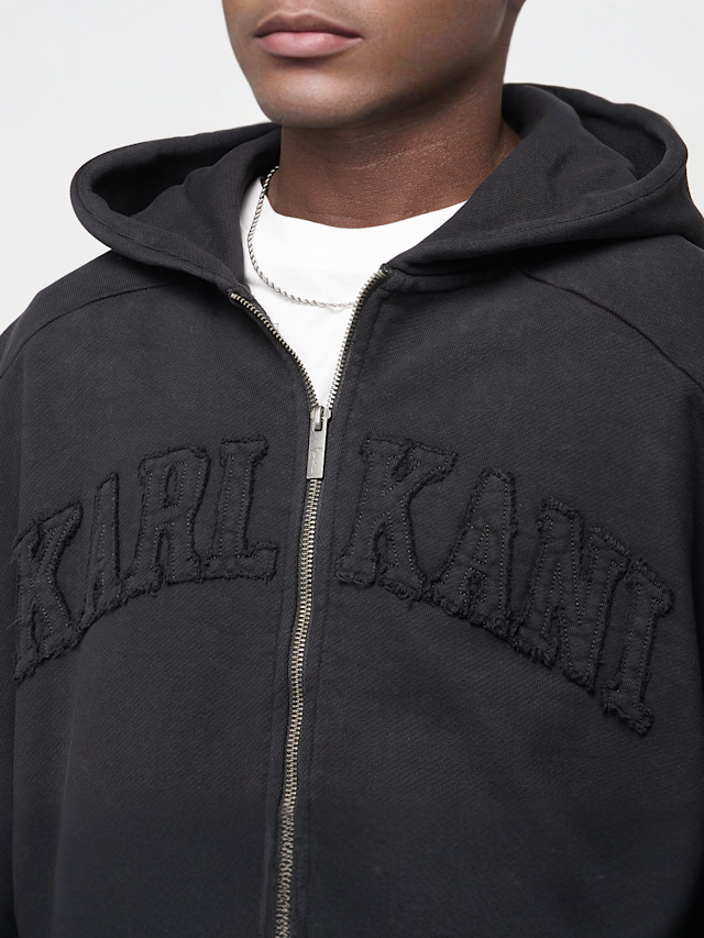 Karl Kani, College Heavy Crop Zip Hoodie, black, Image 3 of 4