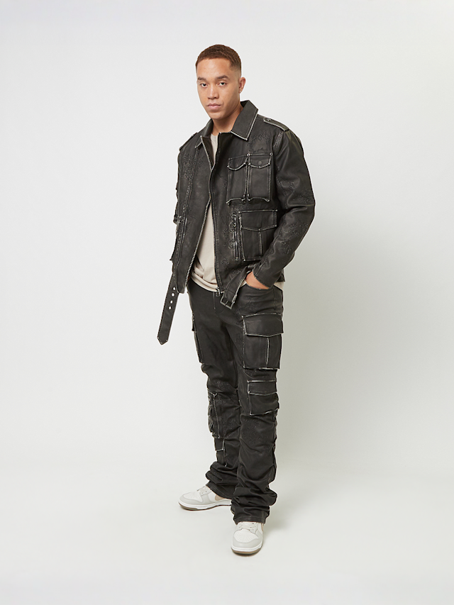 Smoke Rise, Washed Vegan Leather Biker Jacket, black, Image 7 of 7