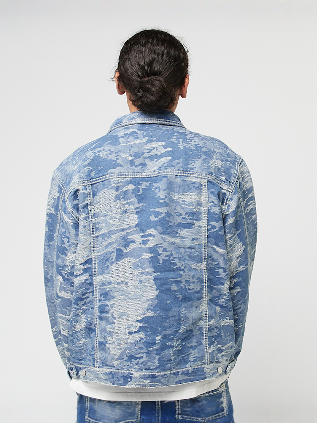 Karl Kani, OG Distress Camo Oversized Denim Jacket, blue, Image 2 of 4