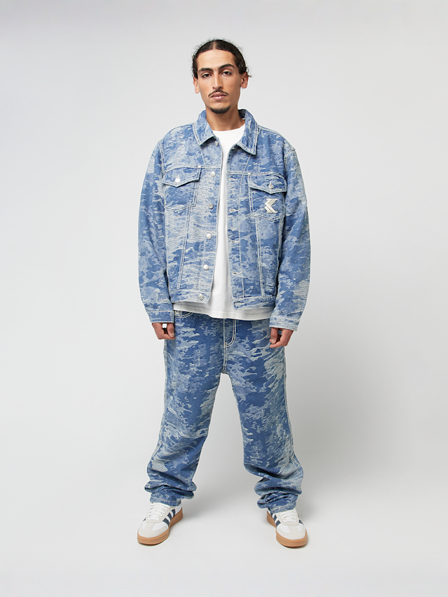 Karl Kani, OG Distress Camo Oversized Denim Jacket, blue, Image 4 of 4