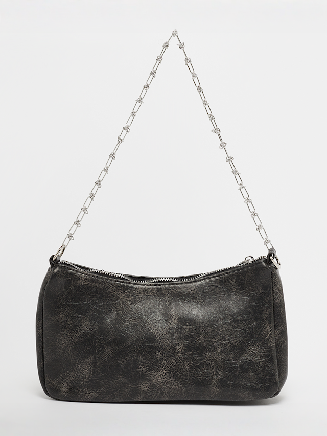 Karl Kani, OG Crackle PU Knot Chain Shoulder Bag, black, Image 3 of 6