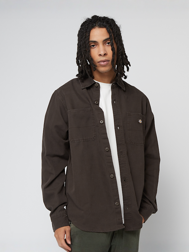 Dickies, Duck Canvas Long Sleeve Shirt, brown, Image 1 of 4
