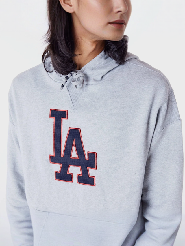 New Era, LA Dodgers MLB Rib Infill Oversized Hoodie, grey, Image 3 of 6
