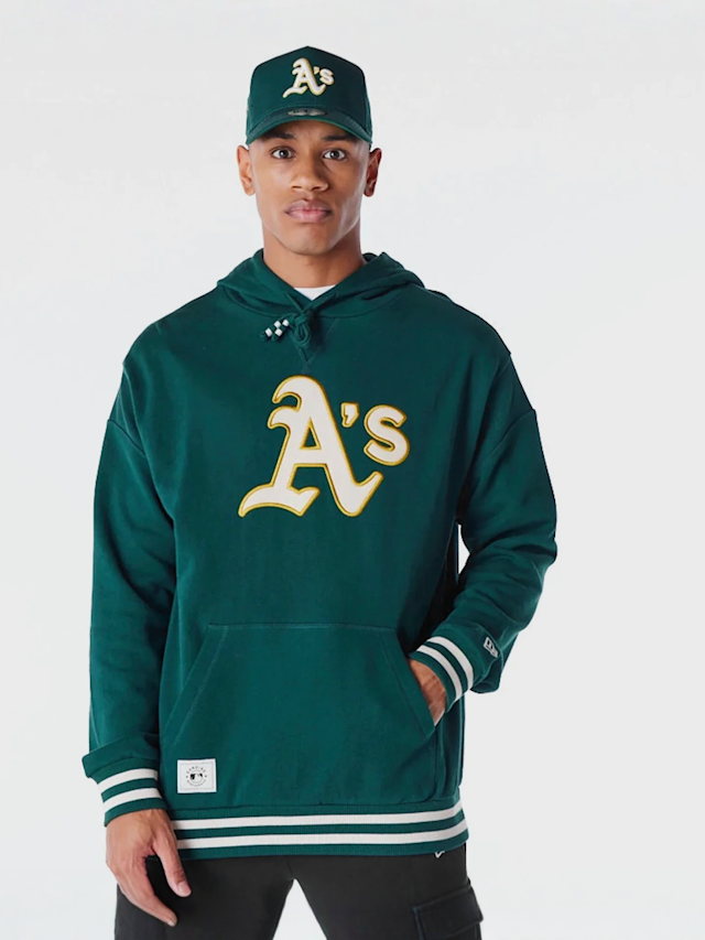 New Era, Oakland Athletics MLB Rib Infill Oversized Hoodie, green, Image 1 of 5