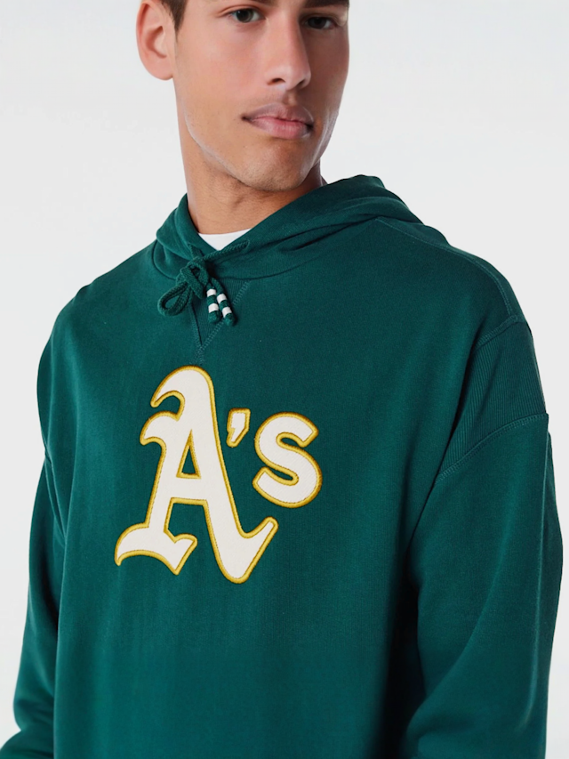 New Era, Oakland Athletics MLB Rib Infill Oversized Hoodie, green, Image 3 of 5