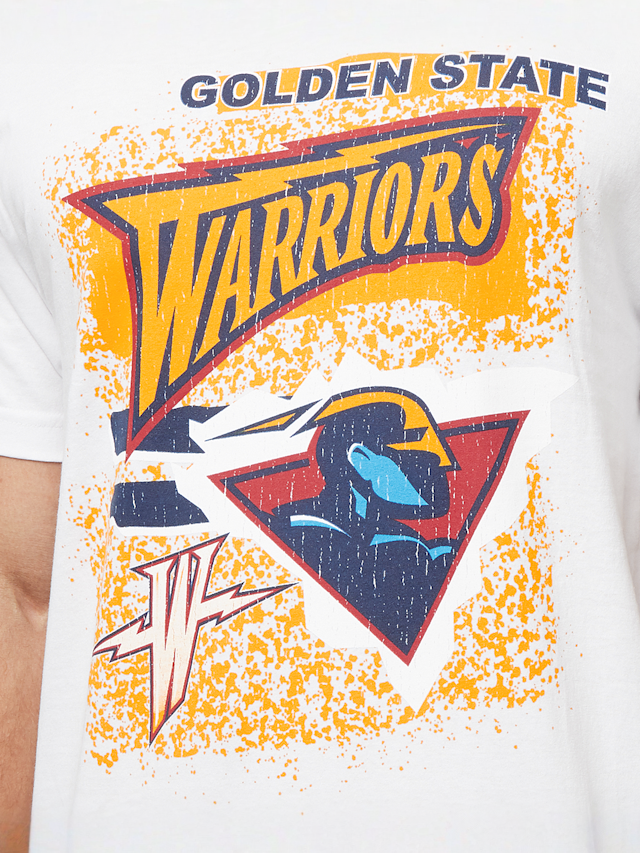 Mitchell & Ness, NBA Destination Leisure Shortsleeve Graphic Tee Golden Warriors, white, Image 3 of 5