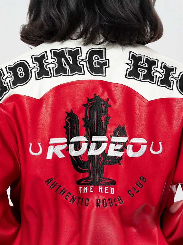 Smoke Rise, Relaxed Rodeo Cropped Jacket, red, Image 4 of 5