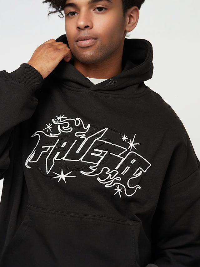 FAVELA, Fabric Patch Embroidery Black Hoodie, black, Image 3 of 5