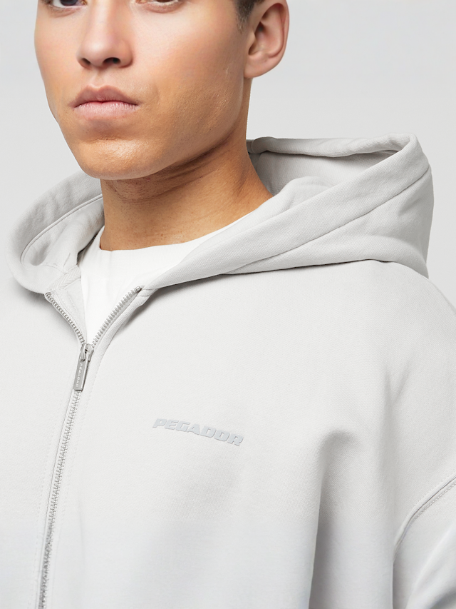 Pegador, Colne Logo Oversized Sweat Jacket, grey, Image 3 of 4