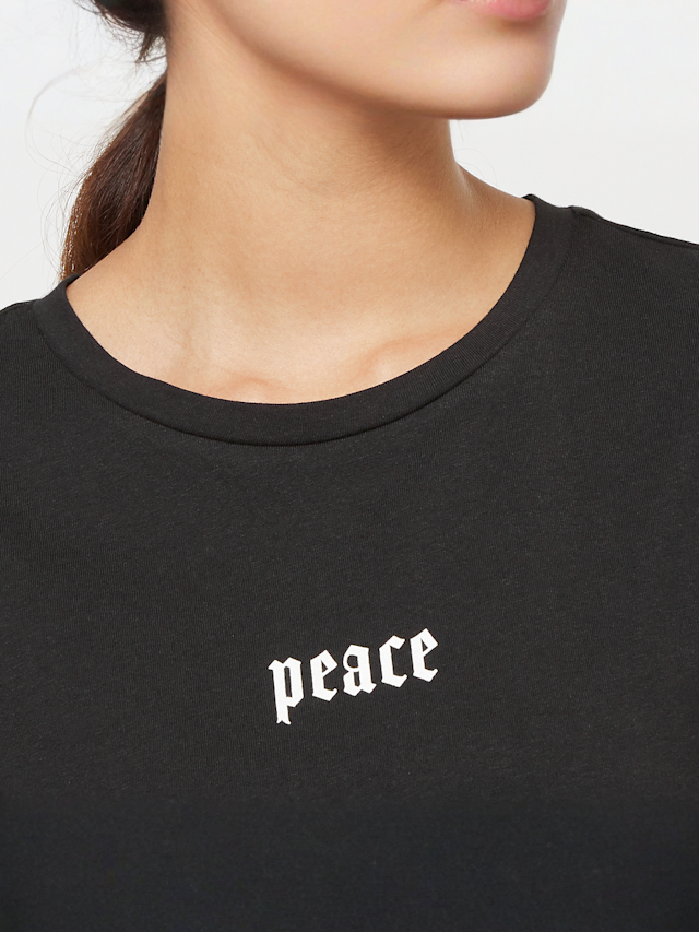 Miss Tee, Girls Peace Hand Ladies Tee Dress, black, Image 3 of 5