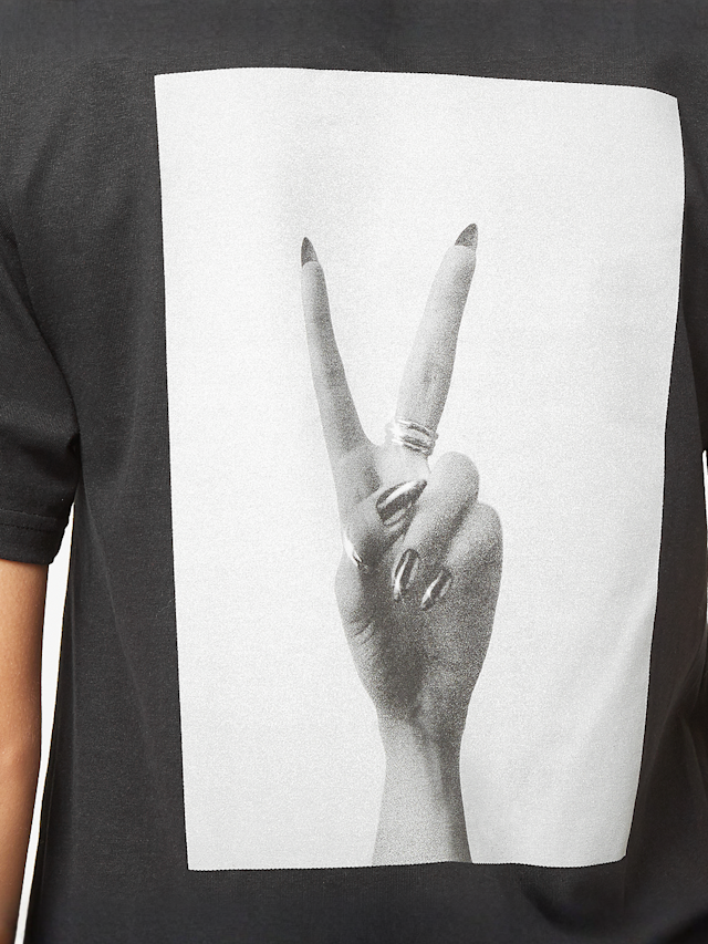 Miss Tee, Girls Peace Hand Ladies Tee Dress, black, Image 4 of 5