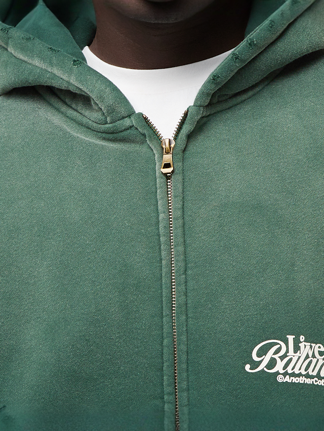 Another Cotton Lab, Live in Balance Oversized Zip Hoodie, green, Image 3 of 5