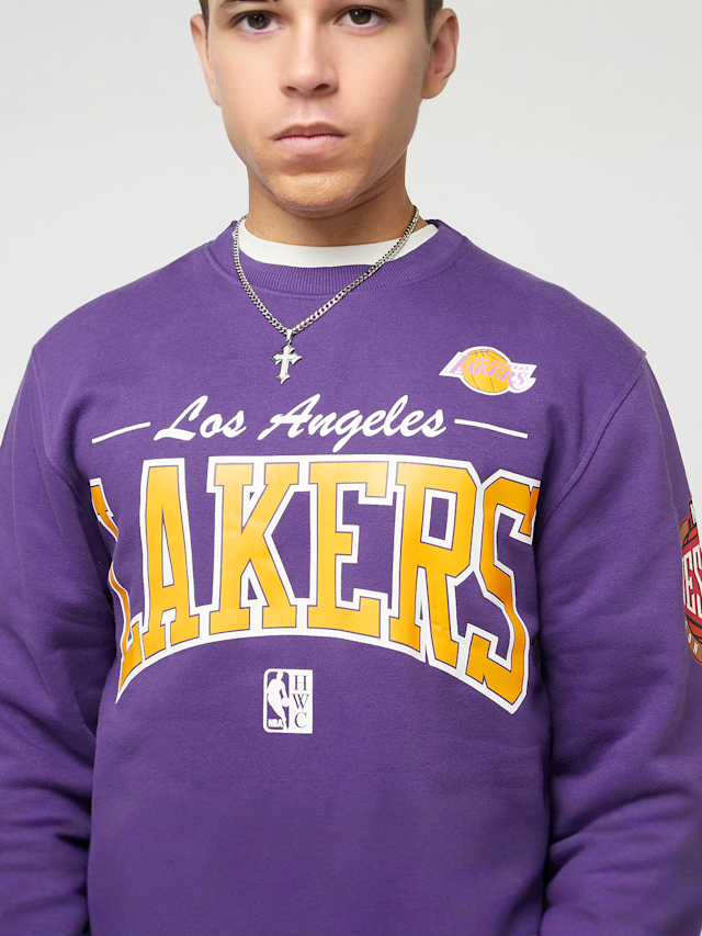 Mitchell & Ness, NBA Los Angeles Lakers There & Back Fleece Crew, purple, Image 3 of 6