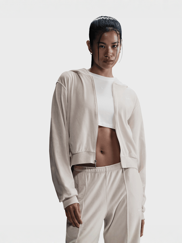 Nike, Sportswear Chill Knit Full-Zip Hoodie, beige, Image 1 of 4