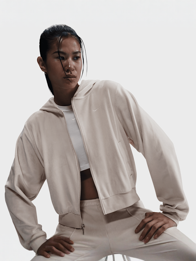 Nike, Sportswear Chill Knit Full-Zip Hoodie, beige, Image 3 of 4