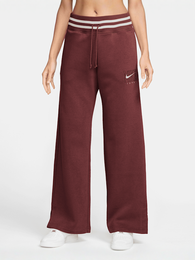 Nike, Sportswear Phoenix Fleece High-Rise Graphics Wide Pants, red, Image 1 of 4
