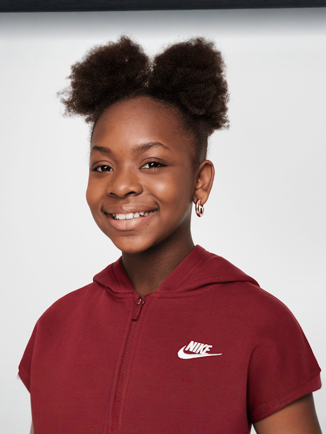 Nike, Sportswear Club Fleece Oversized Full-Zip Hoodie, red, Image 3 of 7