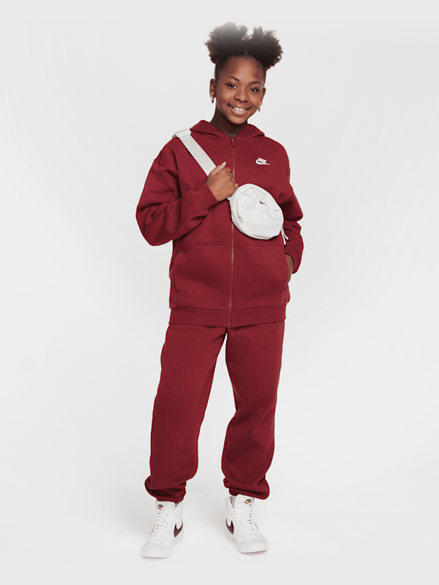 Nike, Sportswear Club Fleece Oversized Full-Zip Hoodie, red, Image 7 of 7
