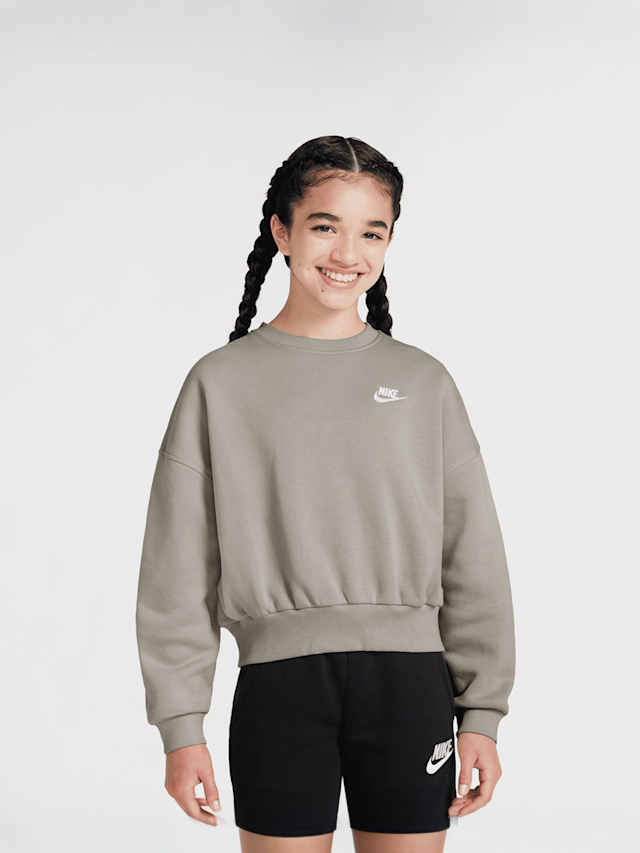 Nike, Sportswear Club Fleece Boxy Crew Low Brand Read, grey, Image 1 of 3
