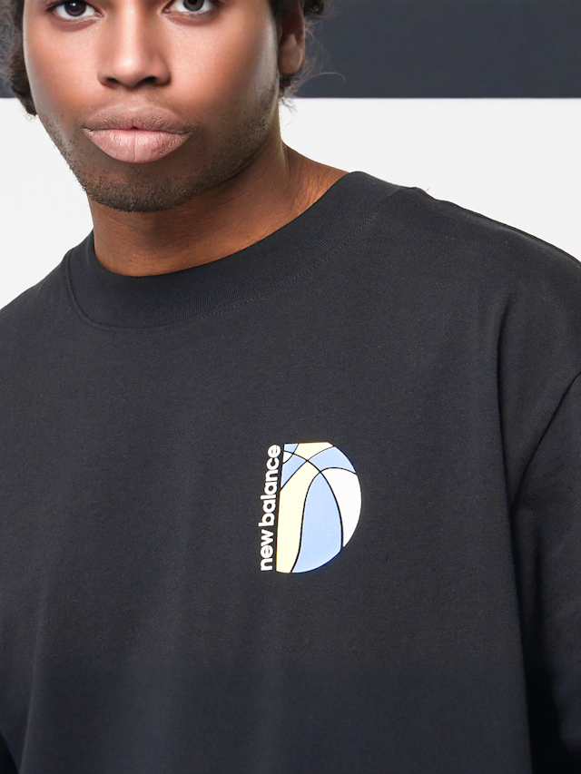 New Balance, Hoops Mosaic Court Graphic T-Shirt, black, Image 3 of 5