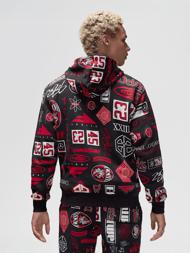 Jordan, Essentials All Over Print Fleece Pullover, black, Image 2 of 6