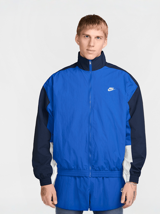 Nike, Club Woven Oversized Track Jacket, blue, Image 1 of 6