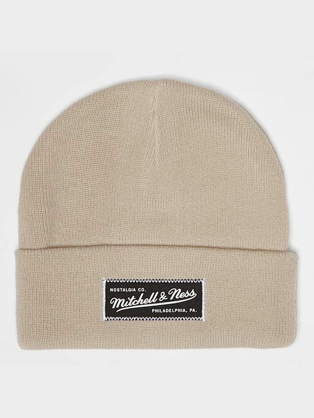 Mitchell & Ness, Branded Patch Logo Beanie, beige, Image 1 of 3