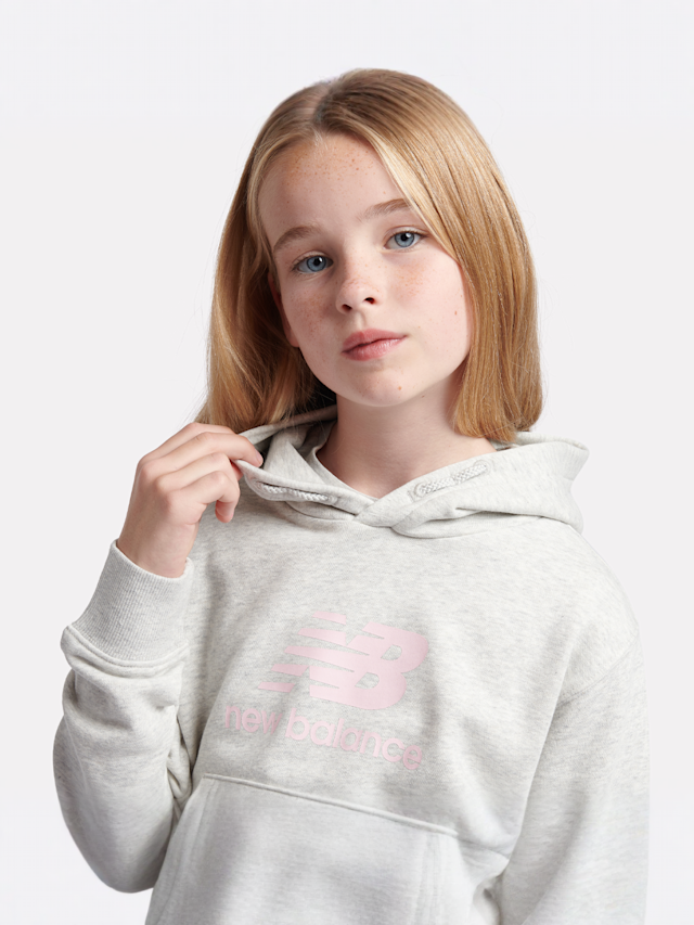New Balance, French Terry Stacked Logo Hoodie, grey, Image 3 of 4