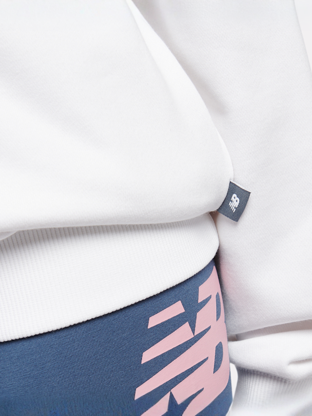 New Balance, Stacked Floral Back Graphic French Terry Crew, white, Image 5 of 6