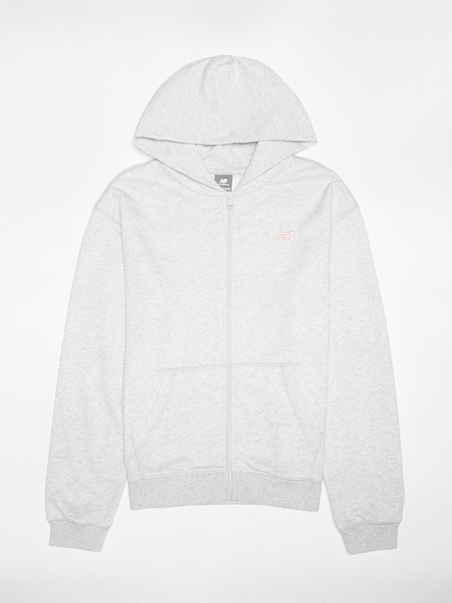 New Balance, French Terry Small Logo Full Zip Hoodie, grey, Image 1 of 3