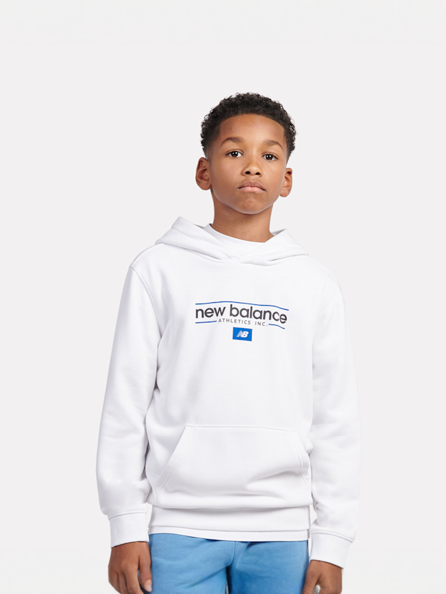 New Balance, Linear Athletics Graphic French Terry Hoodie, white, Image 1 of 5