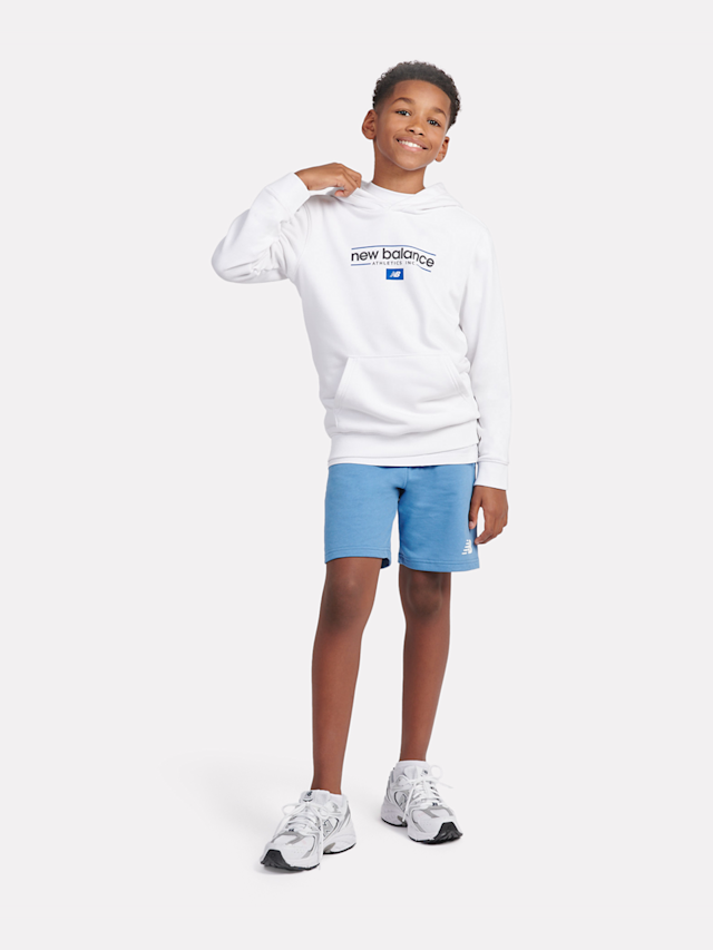 New Balance, Linear Athletics Graphic French Terry Hoodie, white, Image 5 of 5