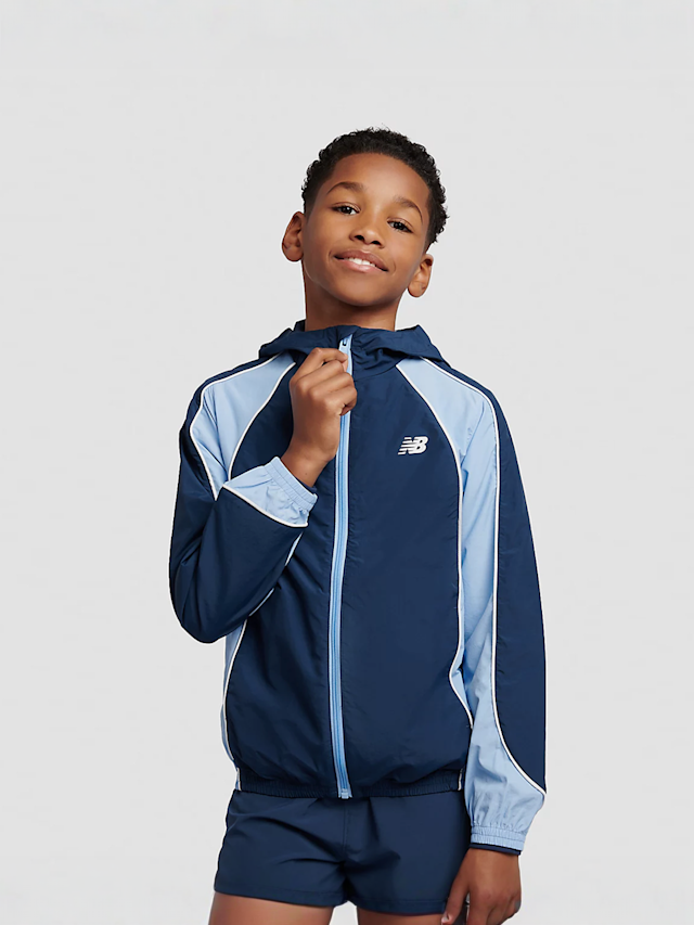 New Balance, Varsity Woven Jacket, blue, Image 1 of 5