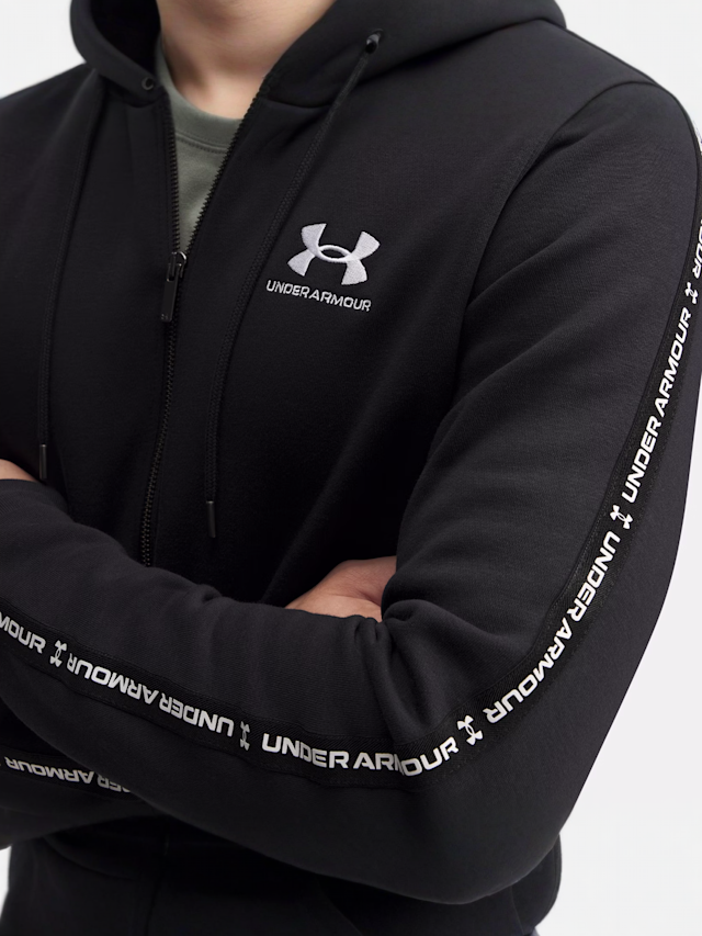 Under Armour, Icon Fleece Full-Zip Taping, black, Image 3 of 3