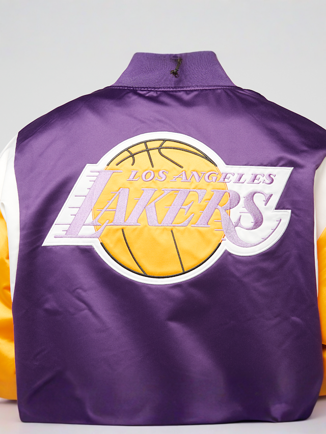 Mitchell & Ness, NBA Team Origins Satin Jacket Vintage Logo LA Lakers, purple, Image 6 of 8