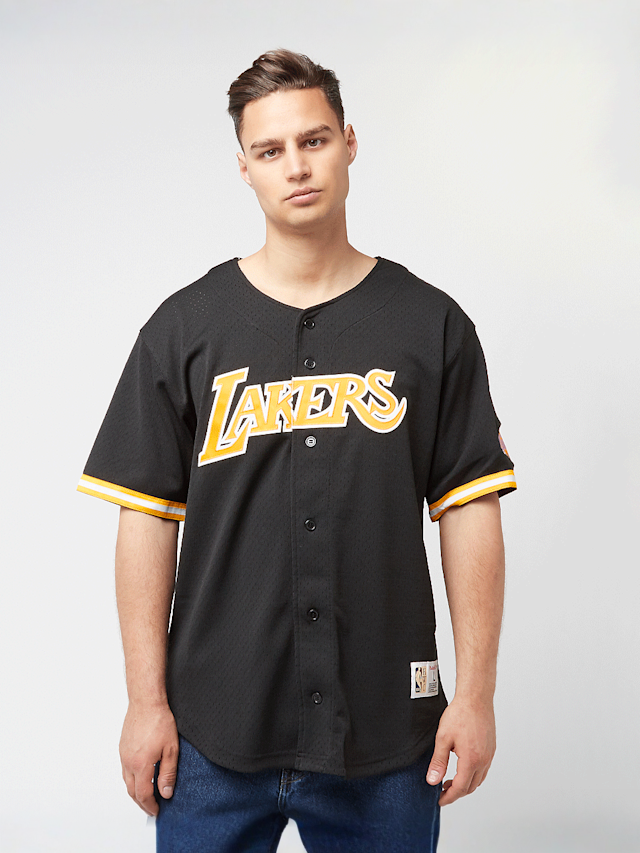 Mitchell & Ness, NBA On the Clock Mesh Button Front Vintage Logo LA Lakers, black, Image 1 of 6