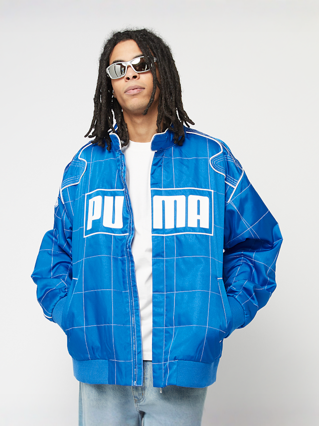 PUMA, Archive Seasonal Relaxed Racer Jacket, blue, Image 1 of 7