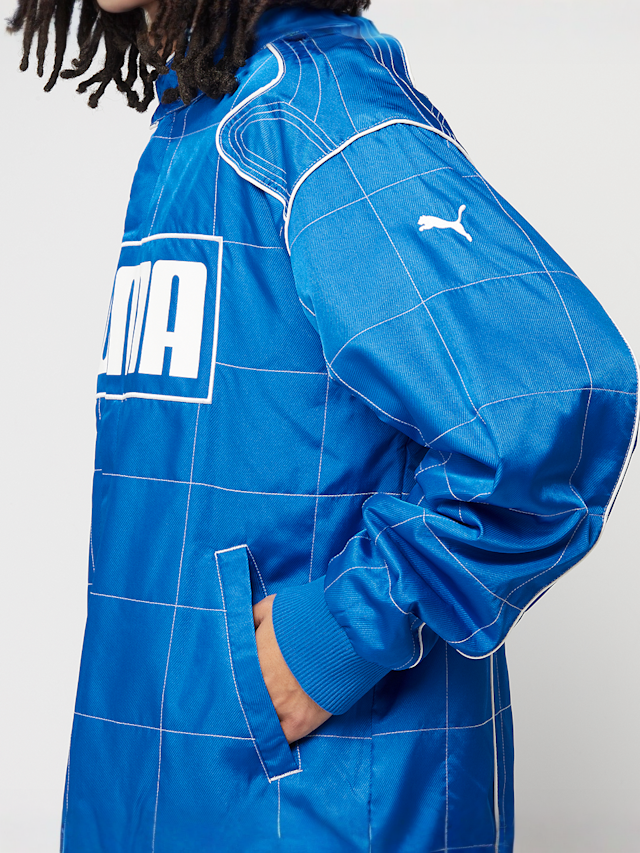 PUMA, Archive Seasonal Relaxed Racer Jacket, blue, Image 4 of 7