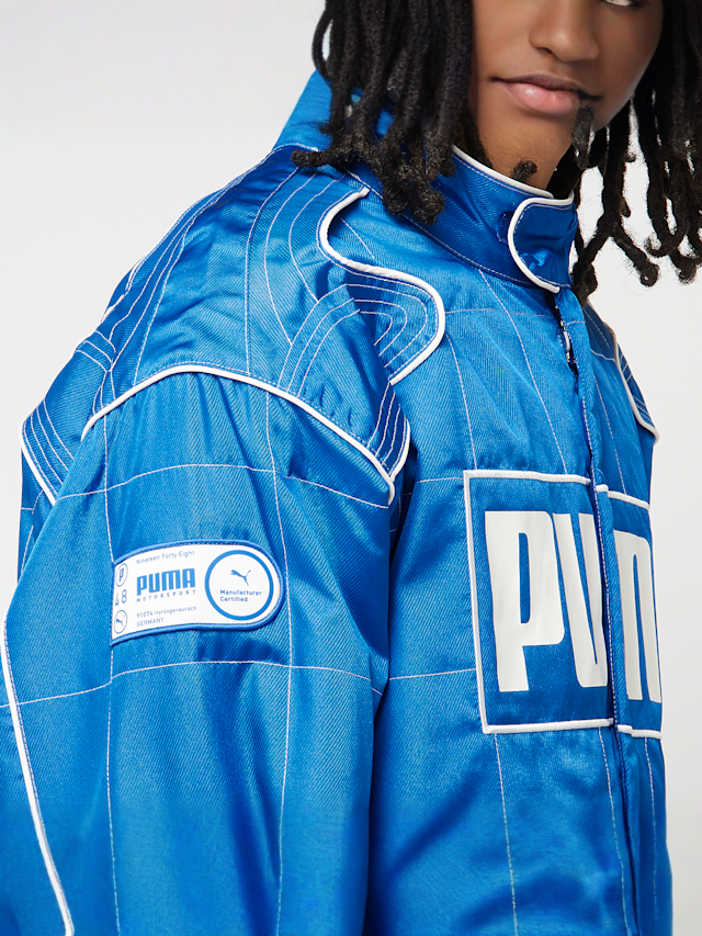 PUMA, Archive Seasonal Relaxed Racer Jacket, blue, Image 5 of 7