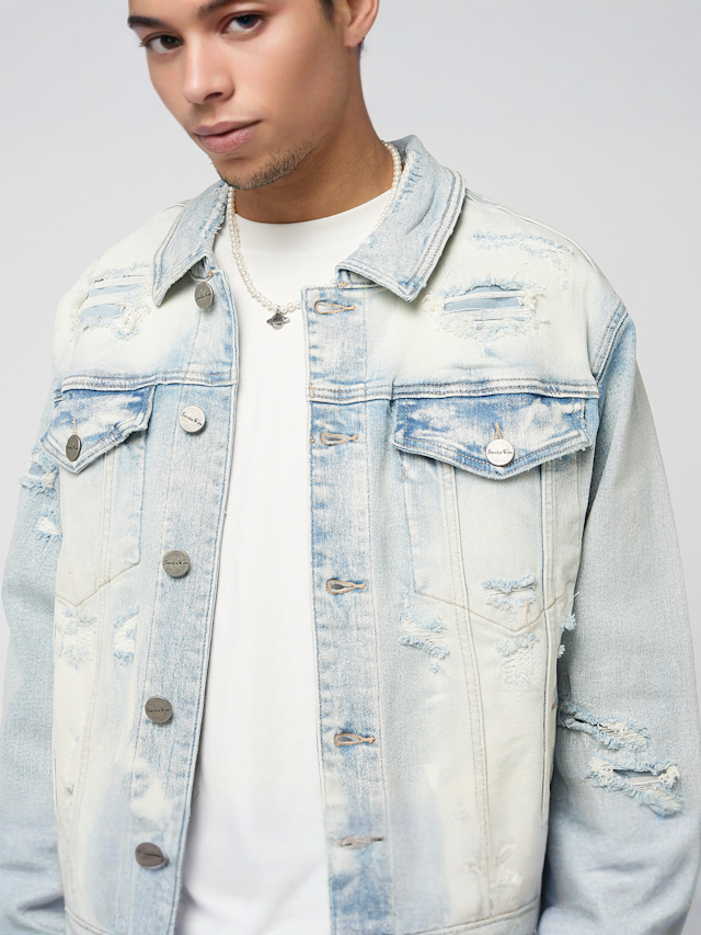 Smoke Rise, Vintage Rip & Repair Denim Jacket, blue, Image 3 of 4