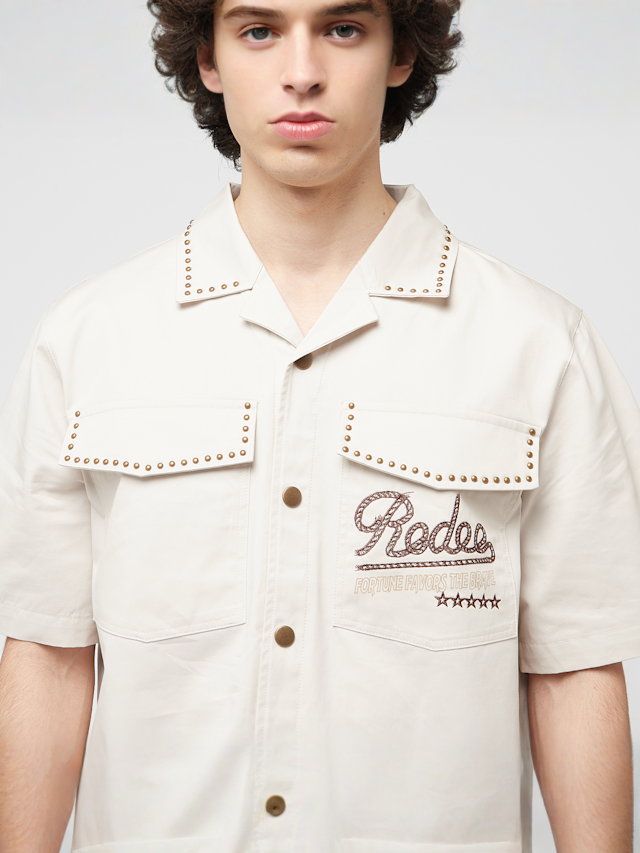 Smoke Rise, Western Short Sleeve Rodeo Shirt, beige, Image 3 of 5