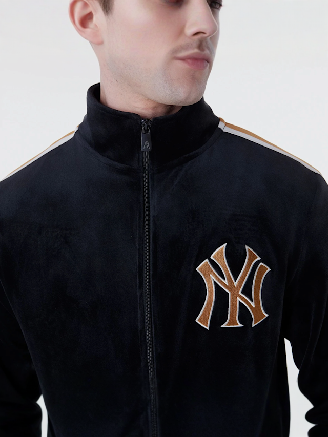 New Era, MLB Velour Track Top New York Yankees, black, Image 4 of 7