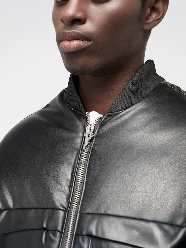 FAVELA, Vegan Leather Basic Bomber, black, Image 4 of 5