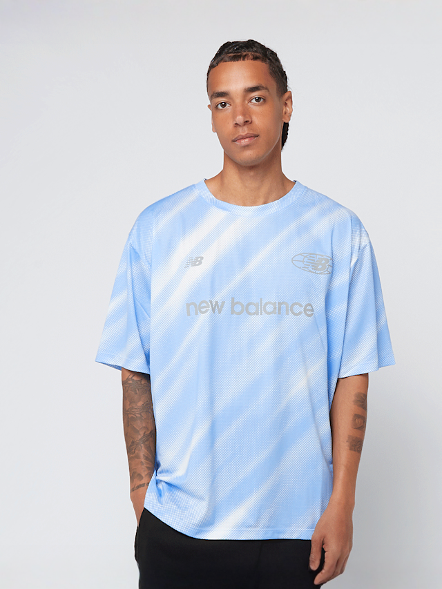 New Balance, Geometric Poly Tee, blue, Image 1 of 4