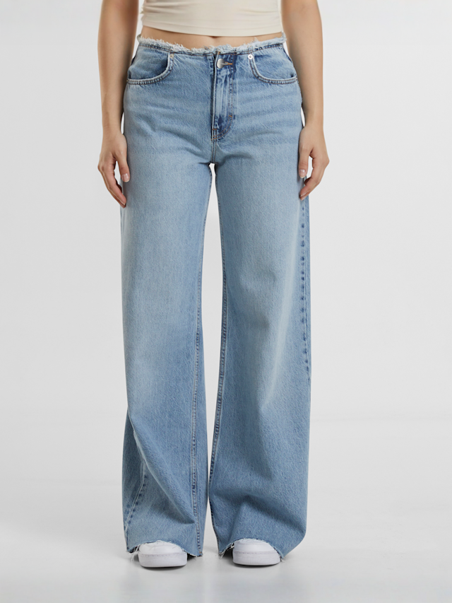 2Y STUDIOS, Ria Open Hem Low Waist Baggy Jeans, blue, Image 1 of 5